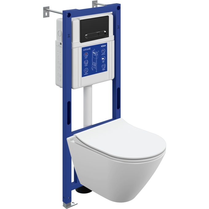 Комплект CERSANIT CITY SMART DPL EO инсталляция AQUA 40 SMART M кнопка ESTETICA пластик черный матовый с 69324